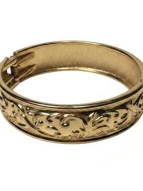Gold-Tone Filigree Hinged Bangle Bracelet - Women Jewelry